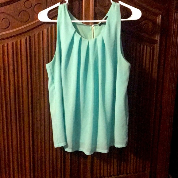 Dainty Light Teal Blue Sleeveless Blouse - Picture 1 of 7